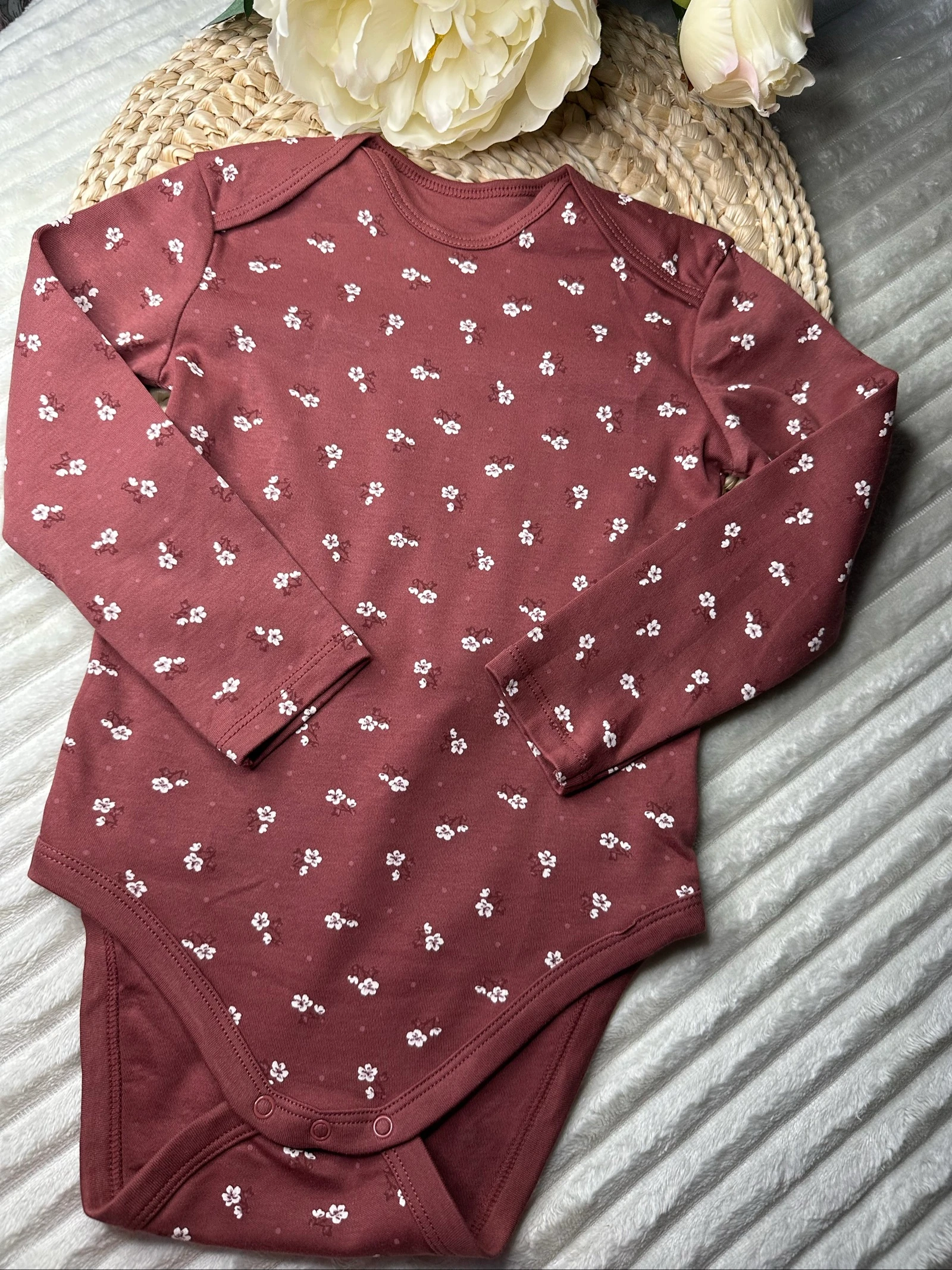 Body 24-36 mois manches longues C&A rose fleuris 